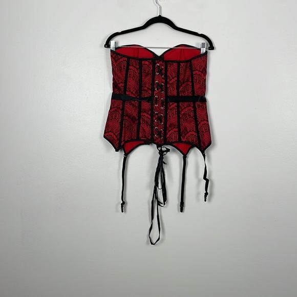 Adore Me Scarlet lace women corset hook lace up closure with garters size XL - Picture 4 of 7